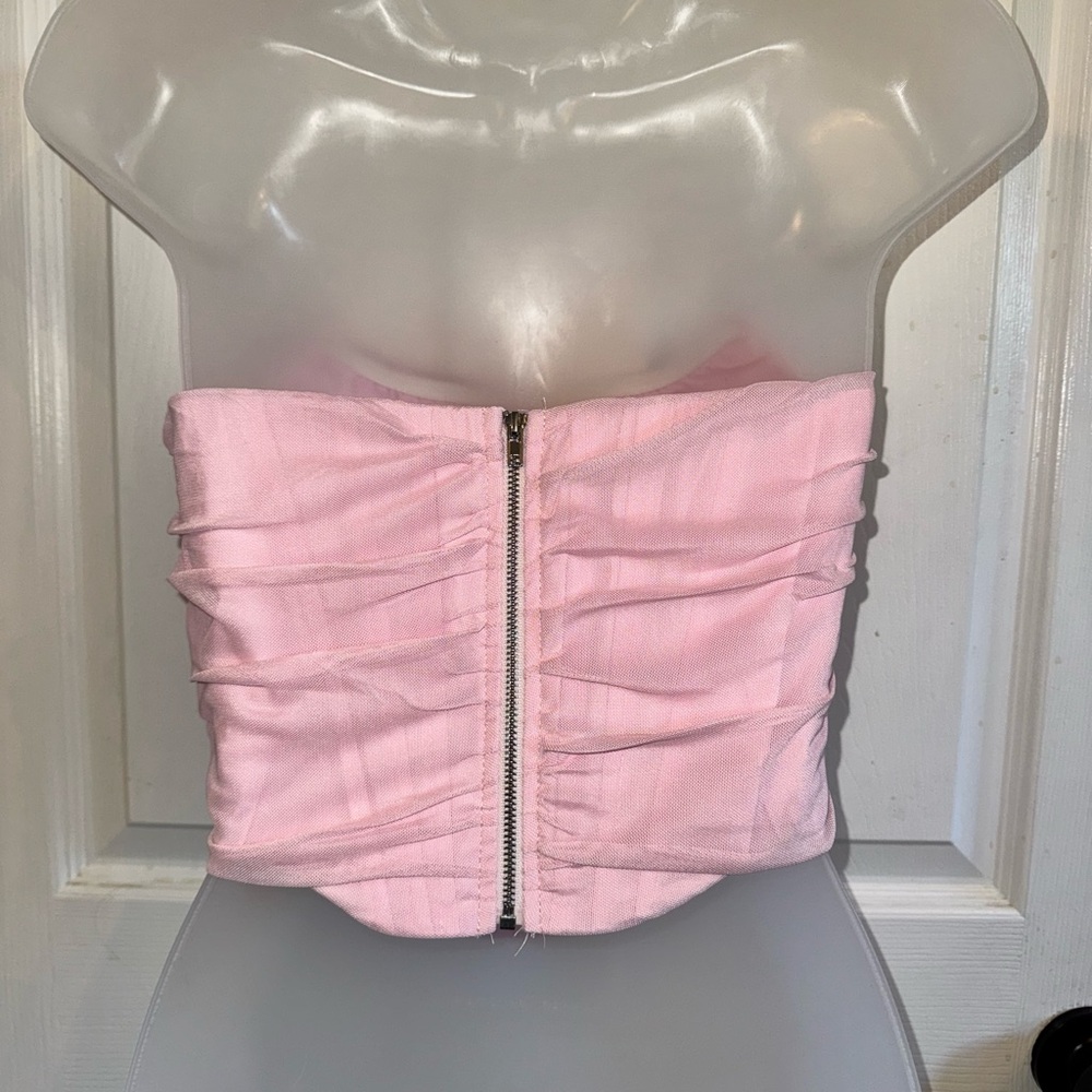 Superdown Light Pink Strapless Ruched Top - Picture 2 of 2